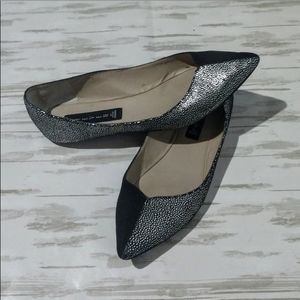 Steve madden metallic velvet flats silver